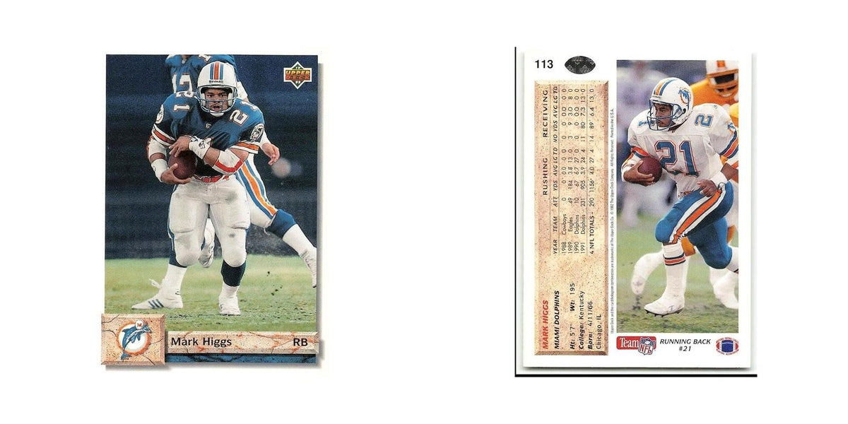 Mark Higgs 1992 Upper Deck #113 Miami Dolphins Football Card NM