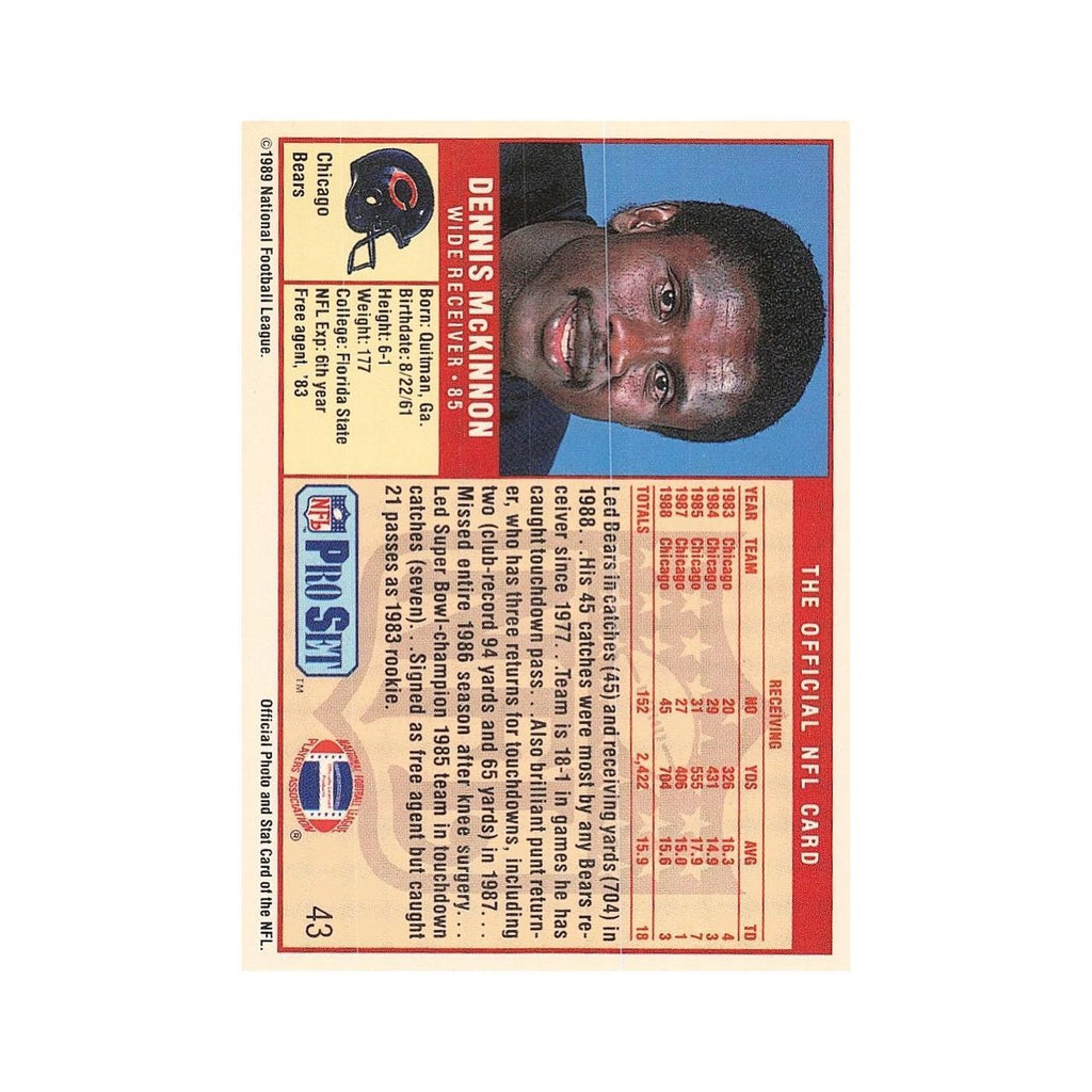 Dennis McKinnon 1989 Pro Set #43 Chicago Bears Football Card NM