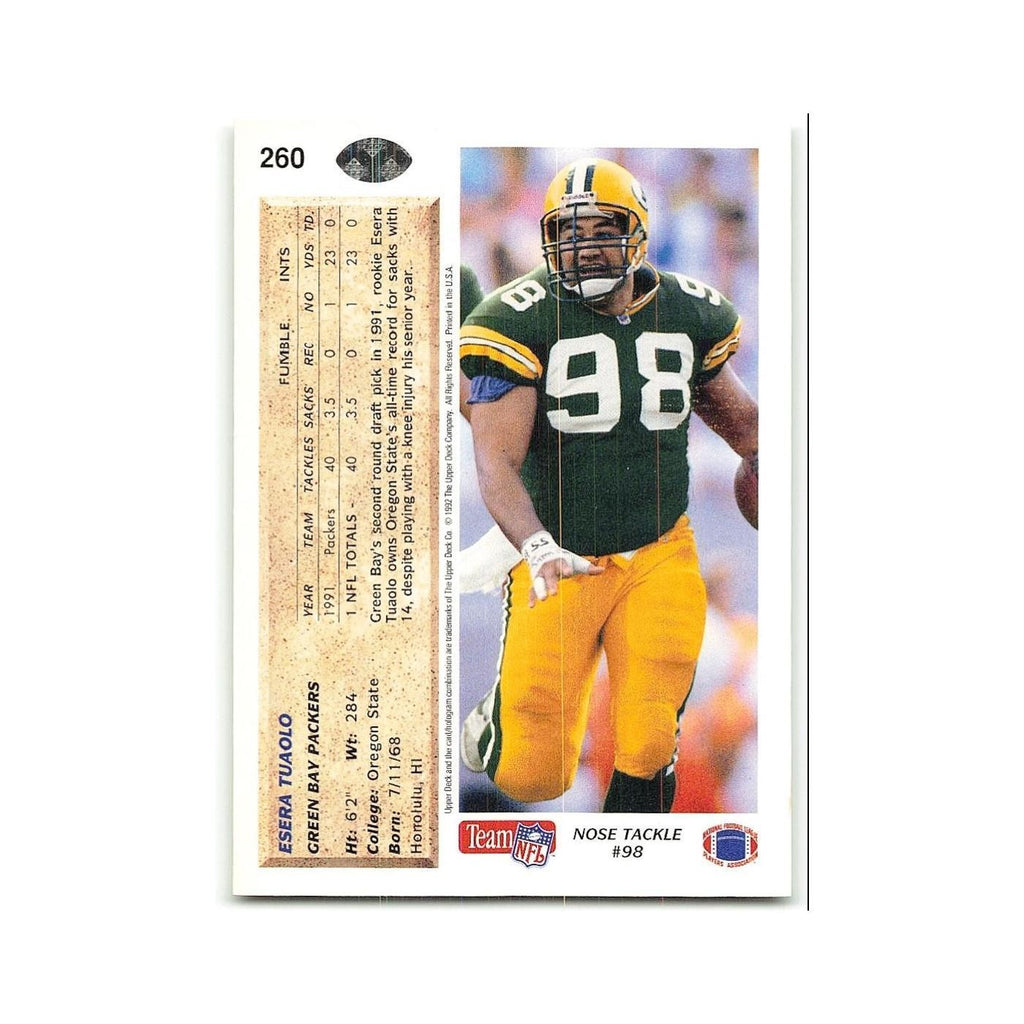 Esera Tuaolo 1992 Upper Deck #260 Green Bay Packers Football Card NM