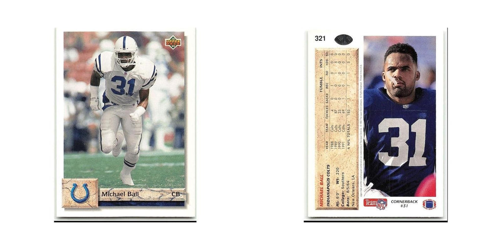 Michael Ball 1992 Upper Deck #321 Indianapolis Colts Football Card NM