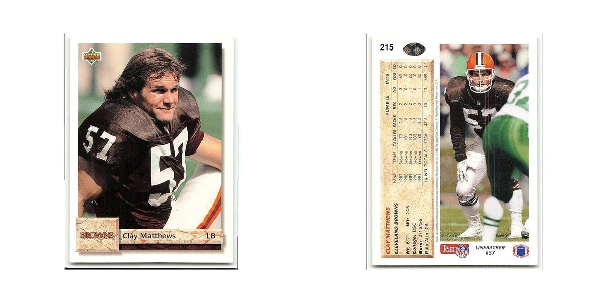Clay Matthews 1992 Upper Deck #215 Cleveland Browns Football Card NM