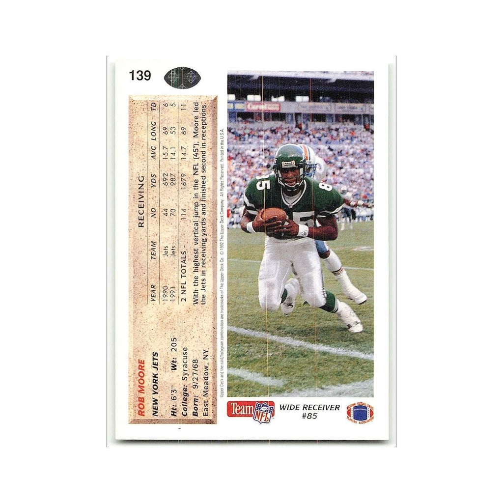 Rob Moore 1992 Upper Deck #139 New York Jets Football Card NM