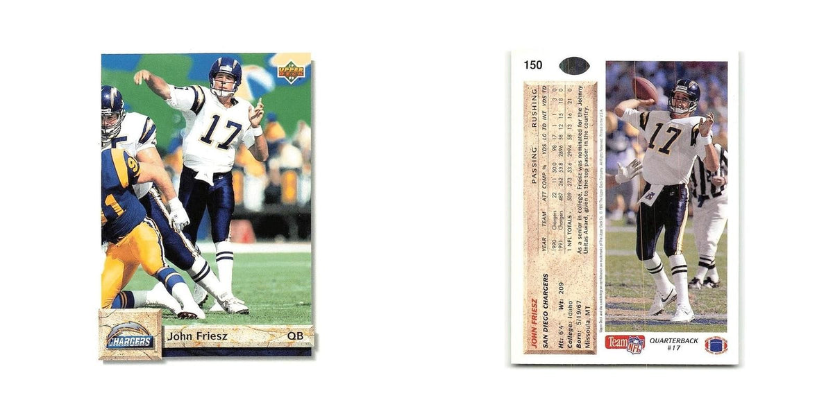 John Friesz 1992 Upper Deck #150 San Diego Chargers Football Card NM