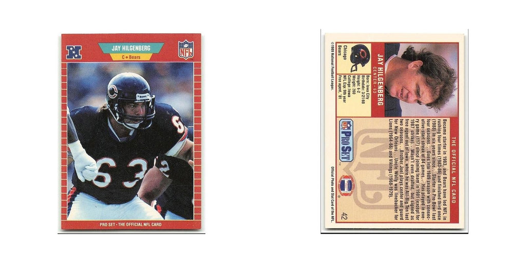 Jay Hilgenberg 1989 Pro Set #42 Chicago Bears Football Card NM