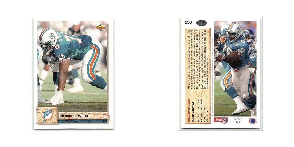 Richmond Webb 1992 Upper Deck #230 Miami Dolphins Football Card NM