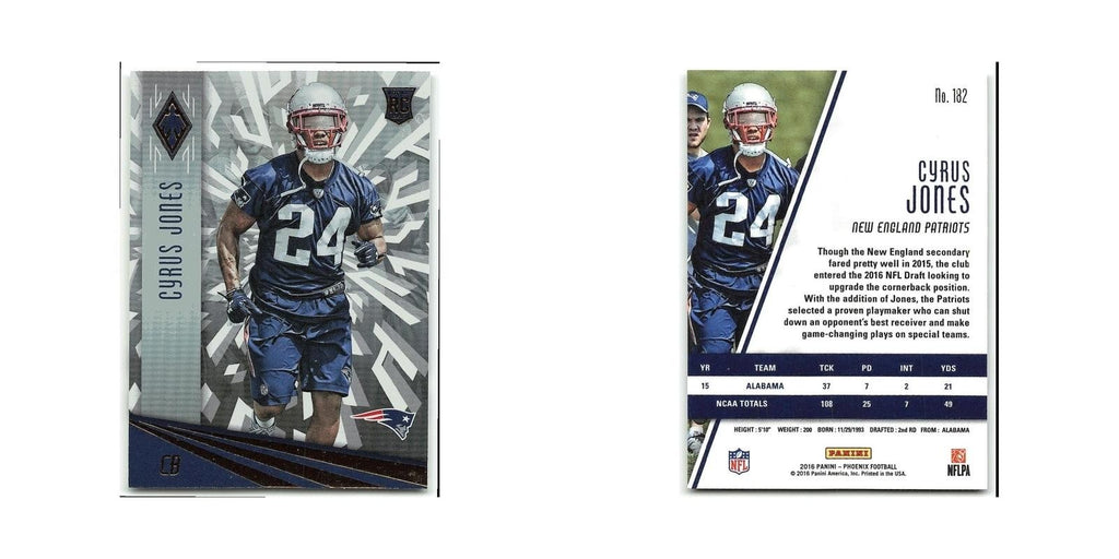Cyrus Jones Rookie 2016 Panini Phoenix #182 New England Patriots NM