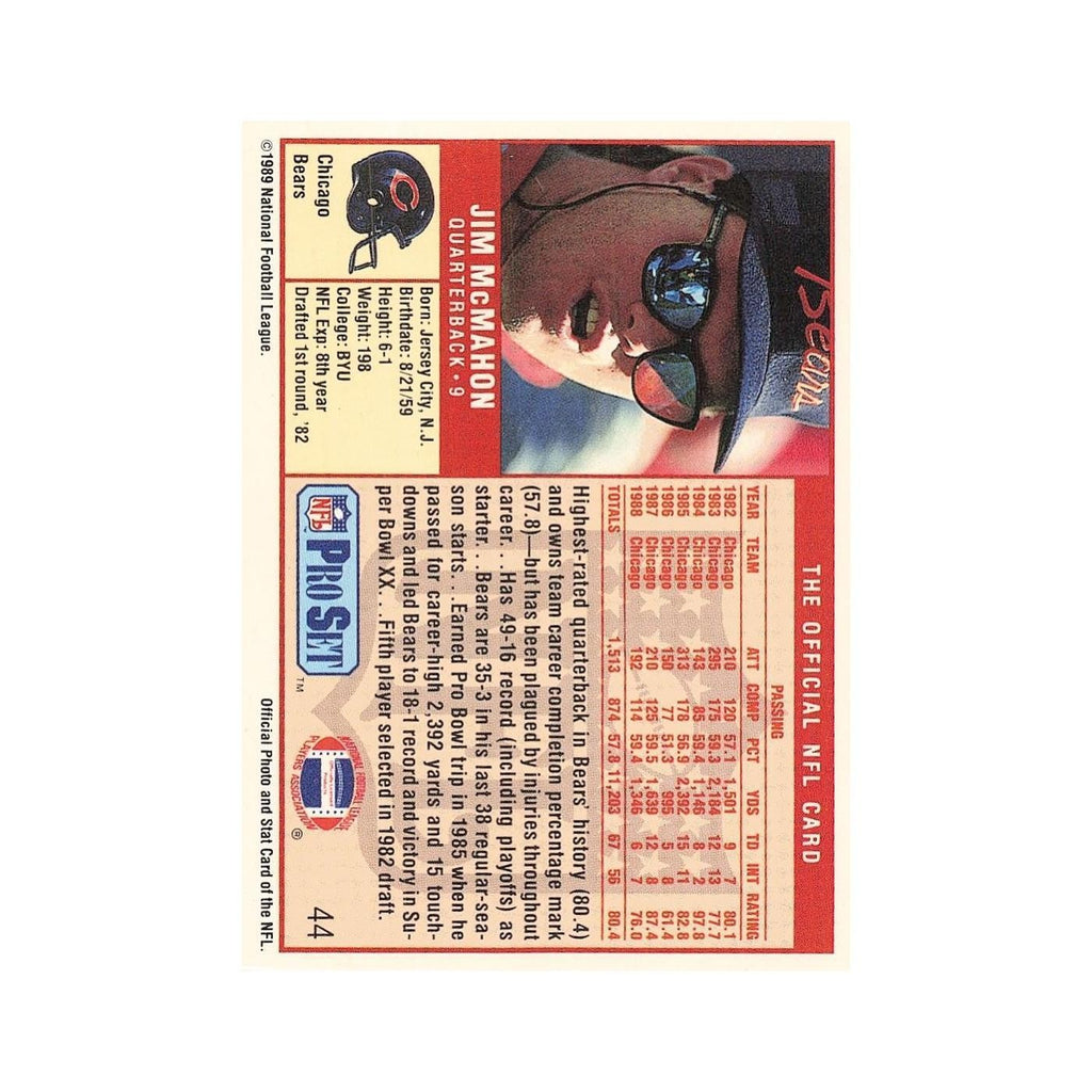 Jim McMahon 1989 Pro Set #44 Chicago Bears Football Card NM