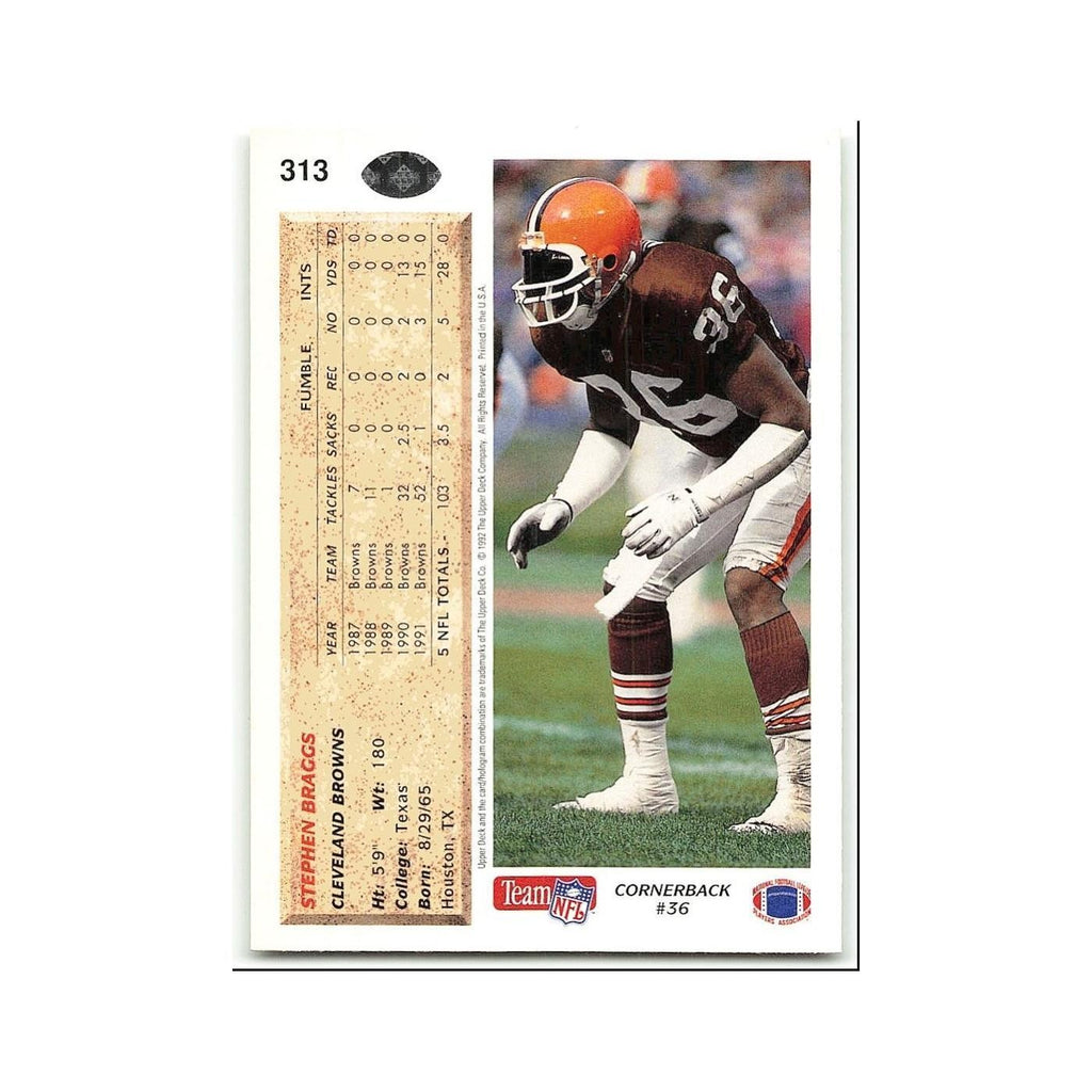 Stephen Braggs 1992 Upper Deck #313 Cleveland Browns Football Card NM