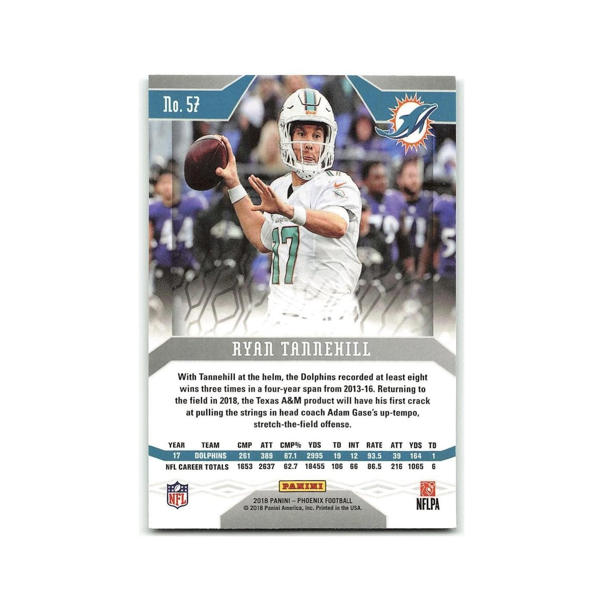 Ryan Tannehill 2018 Panini Phoenix #170 Miami Dolphins Football Card NM