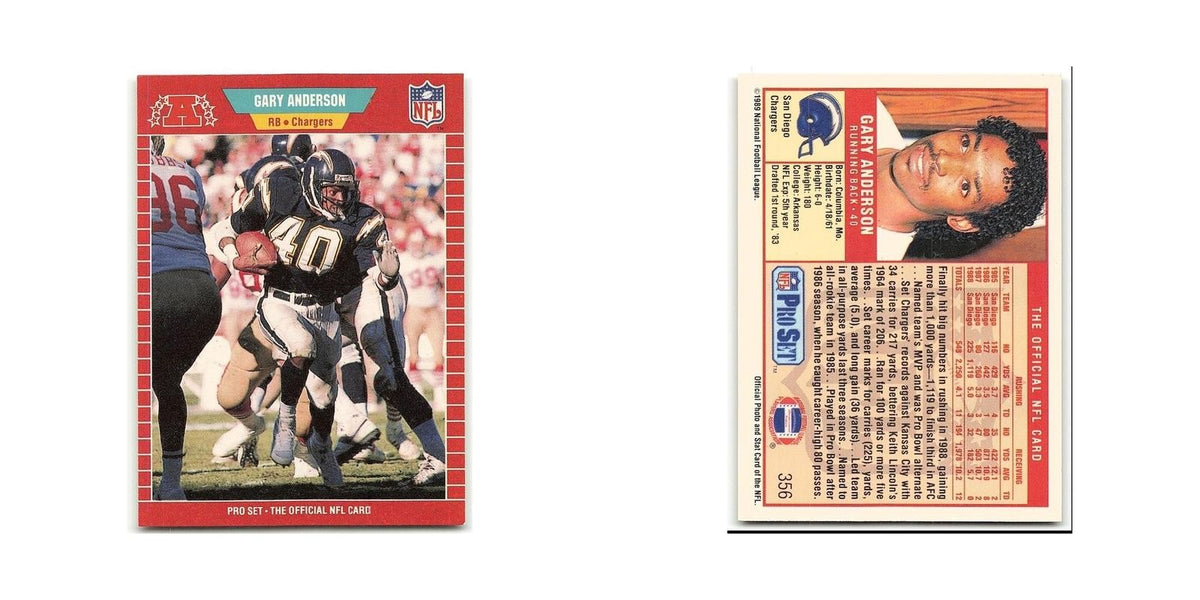 Gary Anderson 1989 Pro Set #356 San Diego Chargers Football Card NM