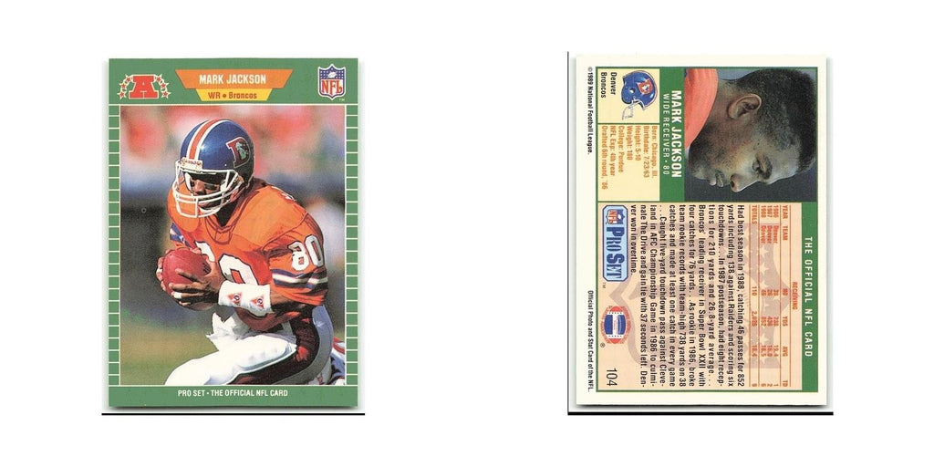 Mark Jackson 1989 Pro Set #104 Denver Broncos Football Card NM