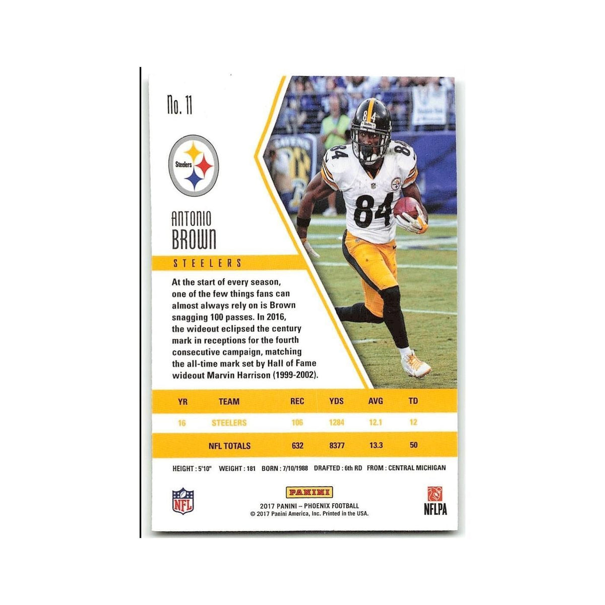 Antonio Brown 2017 Panini Phoenix #11 Central Michigan Chippewas NM