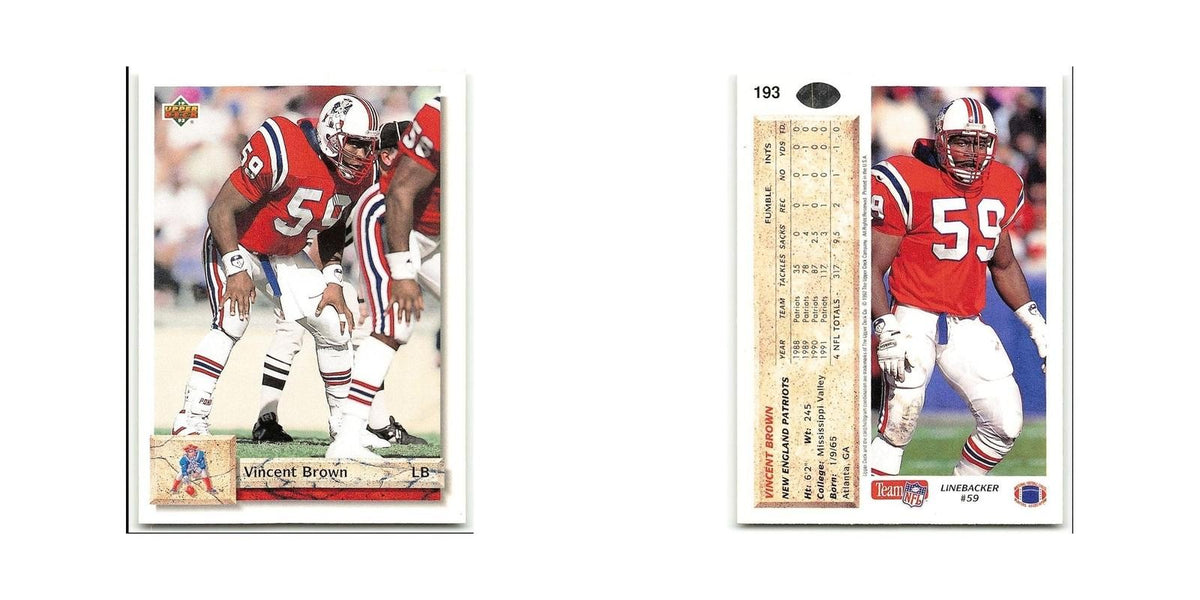 Vincent Brown 1992 Upper Deck #193 New England Patriots Football Card NM