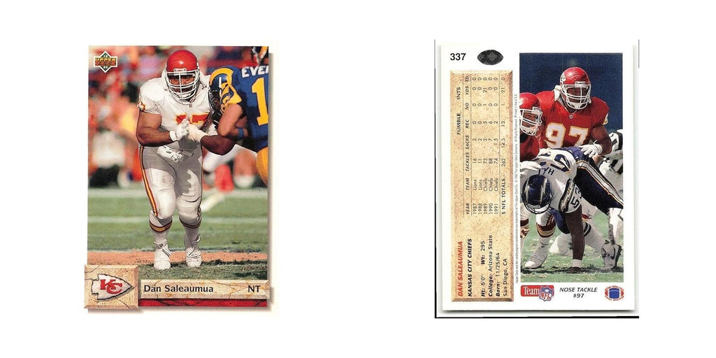 Dan Saleaumua 1992 Upper Deck #337 Kansas City Chiefs Football Card NM