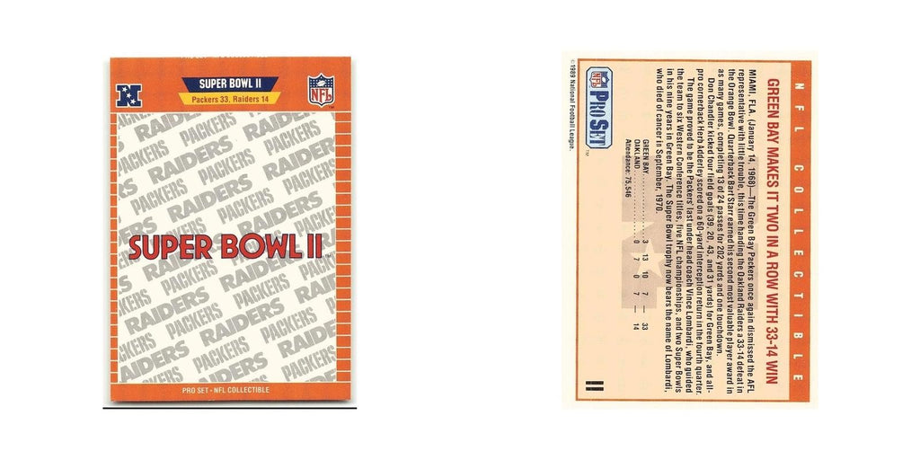Super Bowl II 1989 Pro Set #II Green Bay Packers Football Card NM