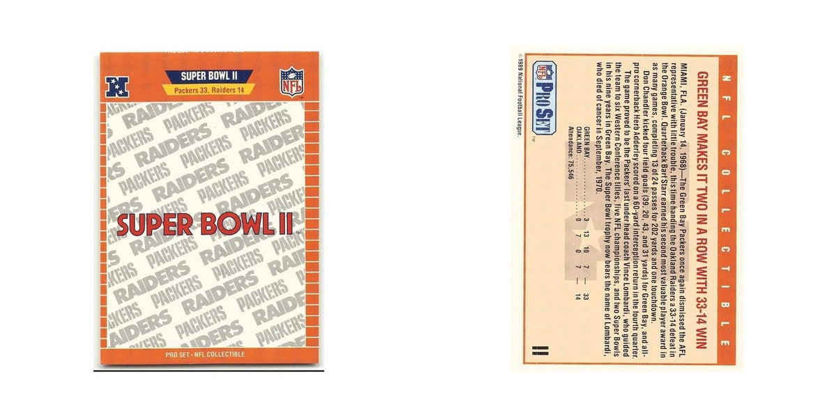 Super Bowl II 1989 Pro Set #II Green Bay Packers Football Card NM