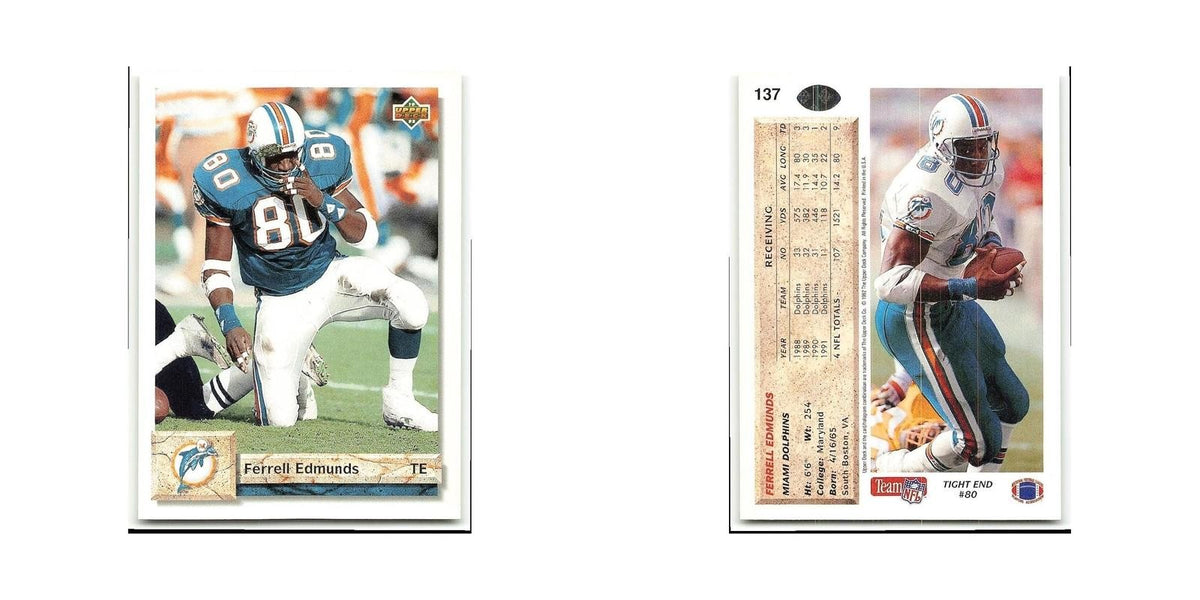 Ferrell Edmunds 1992 Upper Deck #137 Miami Dolphins Football Card NM