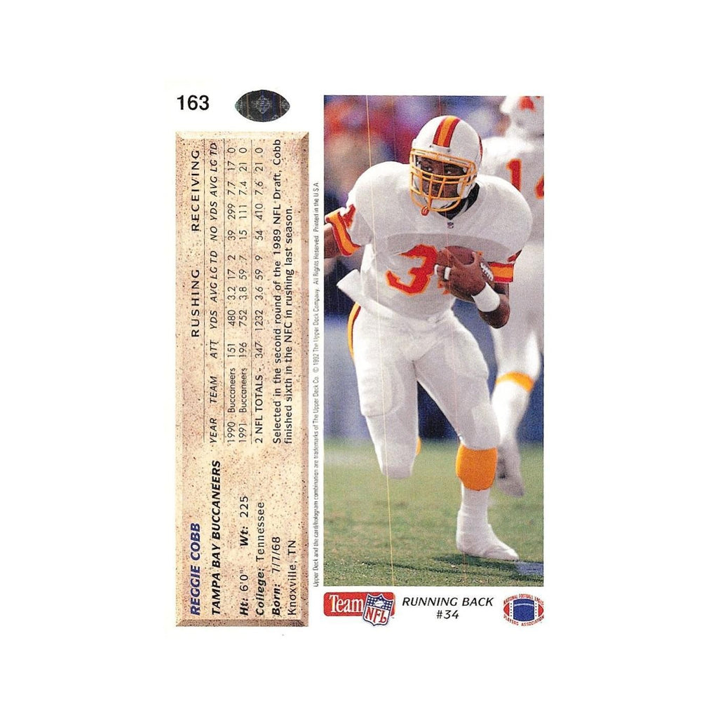 Reggie Cobb 1992 Upper Deck #163 Tampa Bay Buccaneers Football Card NM