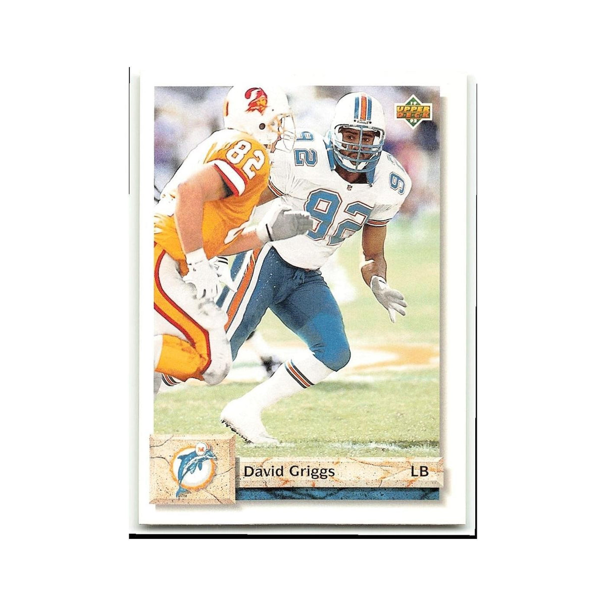 David Griggs 1992 Upper Deck #165 Miami Dolphins Football Card NM