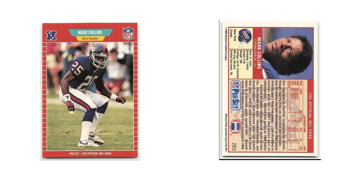 Mark Collins Rookie 1989 Pro Set #283 New York Giants Football Card NM