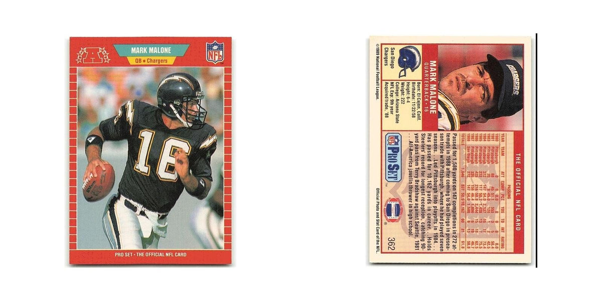Mark Malone 1989 Pro Set #362 San Diego Chargers Football Card NM