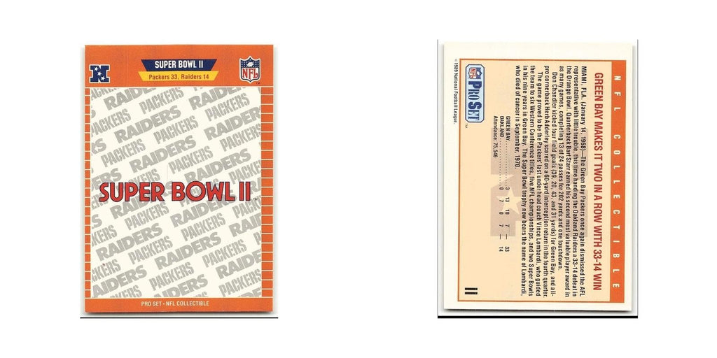 Super Bowl II 1989 Pro Set #II Green Bay Packers/Oakland Raiders NM
