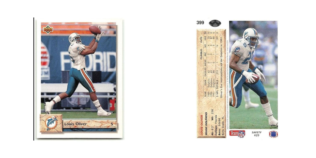 Louis Oliver 1992 Upper Deck #399 Miami Dolphins Football Card NM