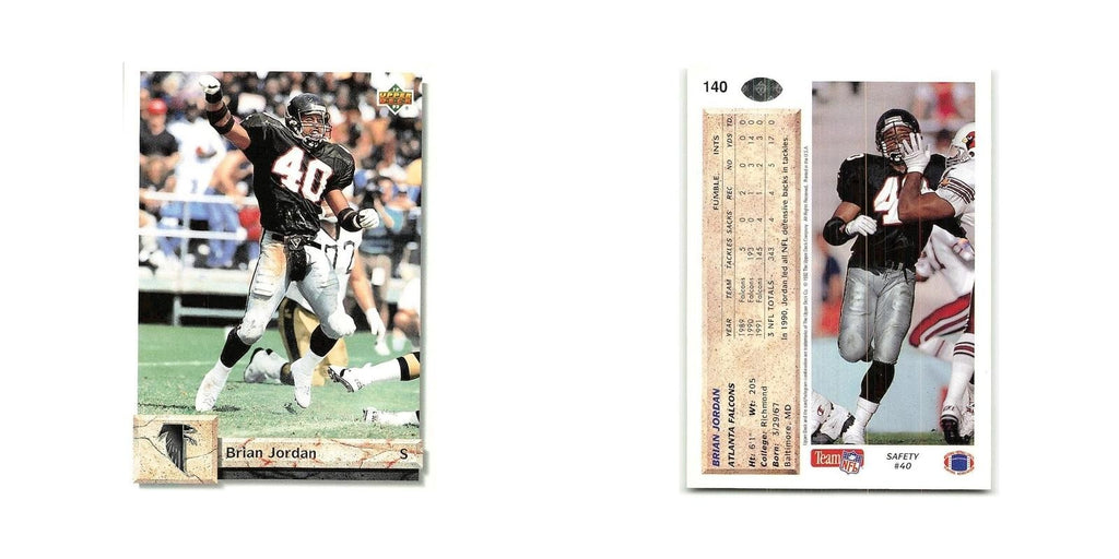 Brian Jordan 1992 Upper Deck #140 Atlanta Falcons Football Card NM