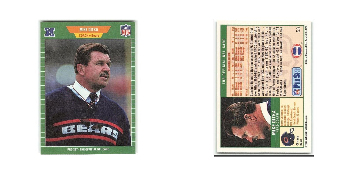 Mike Ditka 1989 Pro Set #53A Chicago Bears Football Card NM