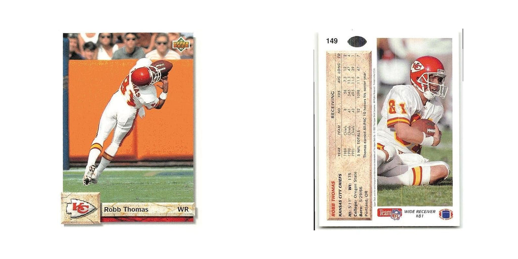 Robb Thomas 1992 Upper Deck #149 Kansas City Chiefs Football Card NM