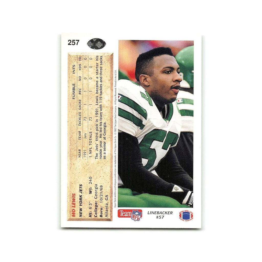 Mo Lewis 1992 Upper Deck #257 New York Jets Football Card NM