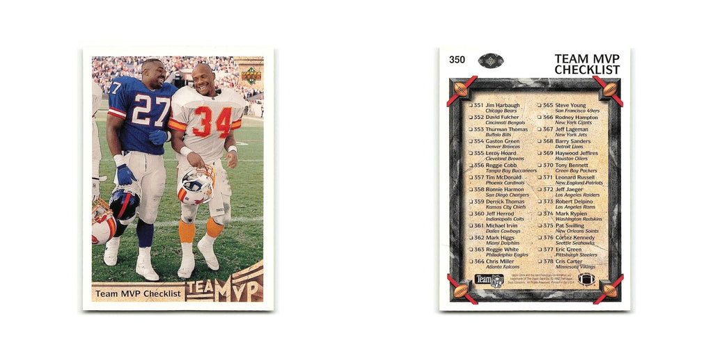 Checklist 1992 Upper Deck #350 Team MVP Football Card NM