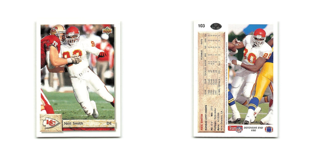 Neil Smith 1992 Upper Deck #103 Kansas City Chiefs Football Card NM