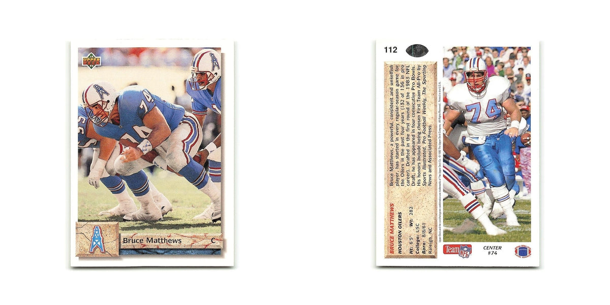 Bruce Matthews 1992 Upper Deck #112 Houston Oilers Football Card NM