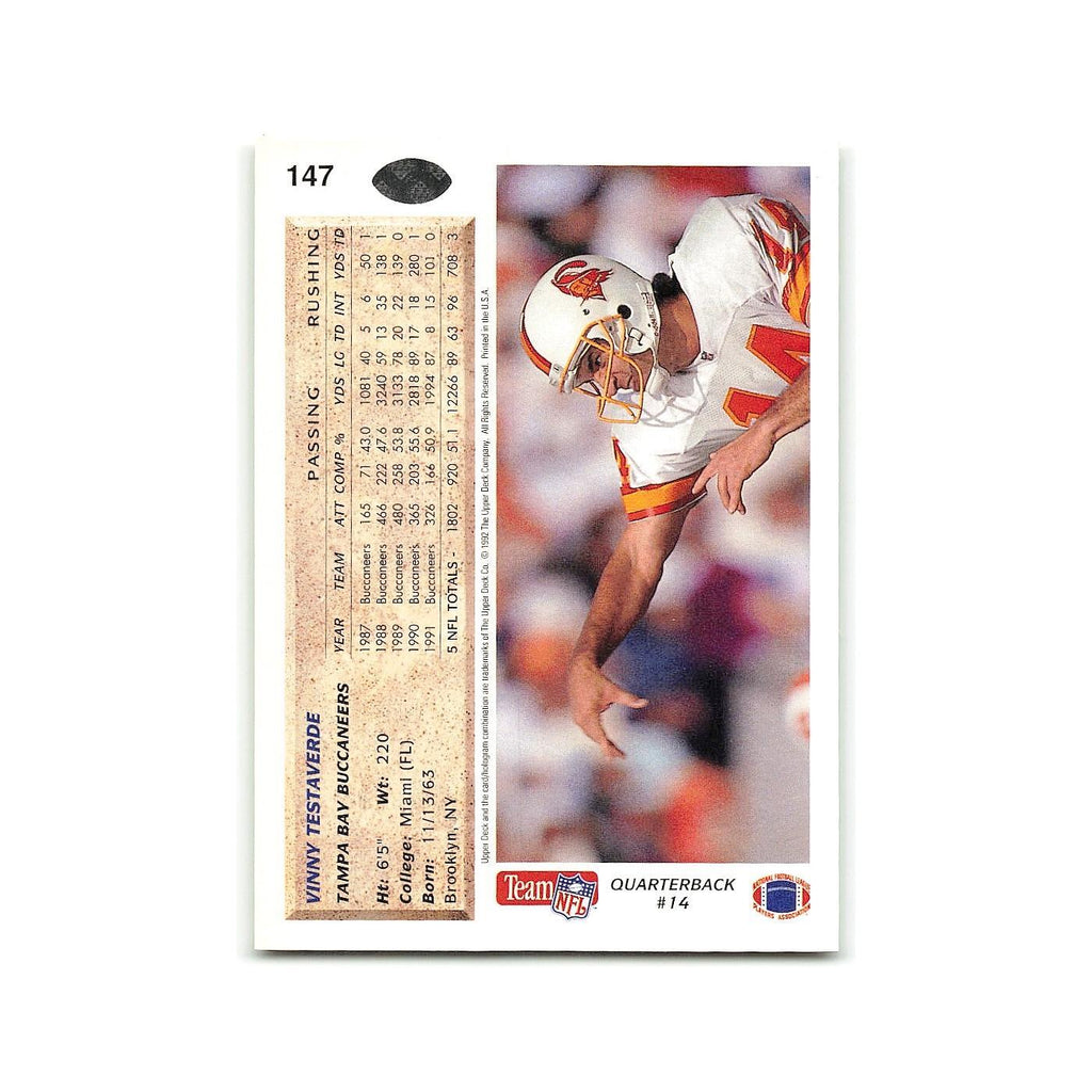 Vinny Testaverde 1992 Upper Deck #147 Tampa Bay Buccaneers Football Card NM