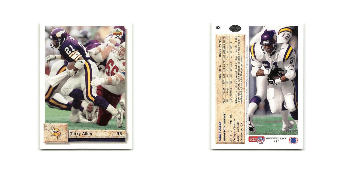 Terry Allen 1992 Upper Deck #63 Minnesota Vikings Football Card NM