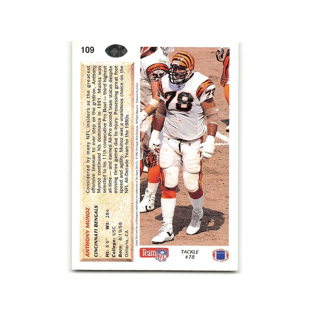 Anthony Munoz 1992 Upper Deck #109 Cincinnati Bengals Football Card NM