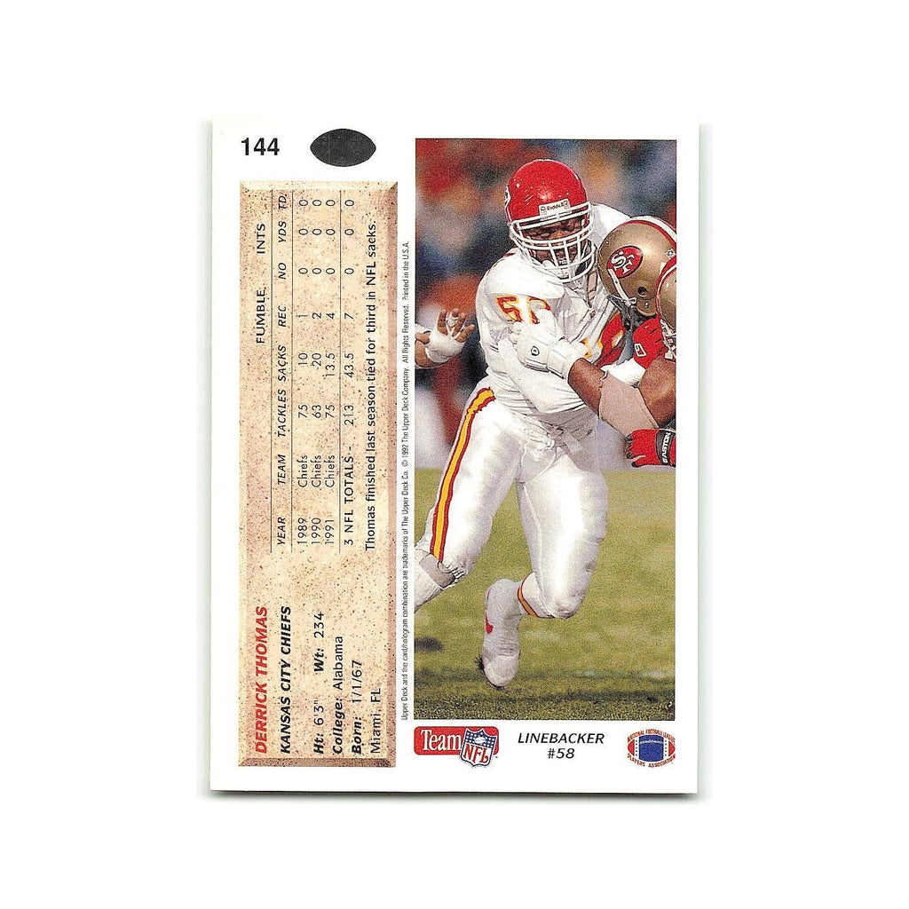 Derrick Thomas 1992 Upper Deck #144 Kansas City Chiefs Football Card NM