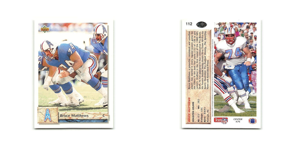 Bruce Matthews 1992 Upper Deck #112 Houston Oilers Football Card NM
