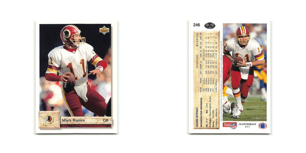 Mark Rypien 1992 Upper Deck #246 Washington Redskins Football Card NM