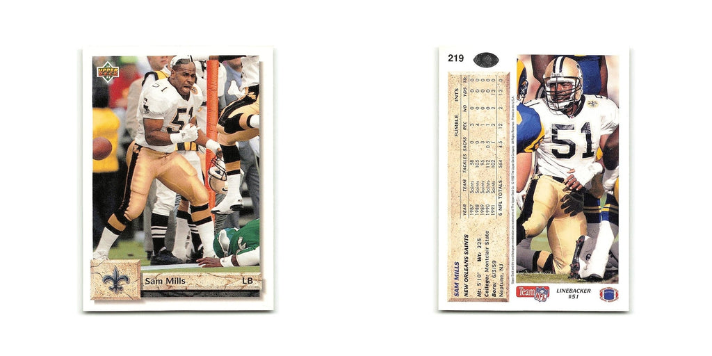 Sam Mills 1992 Upper Deck #219 New Orleans Saints Football Card NM