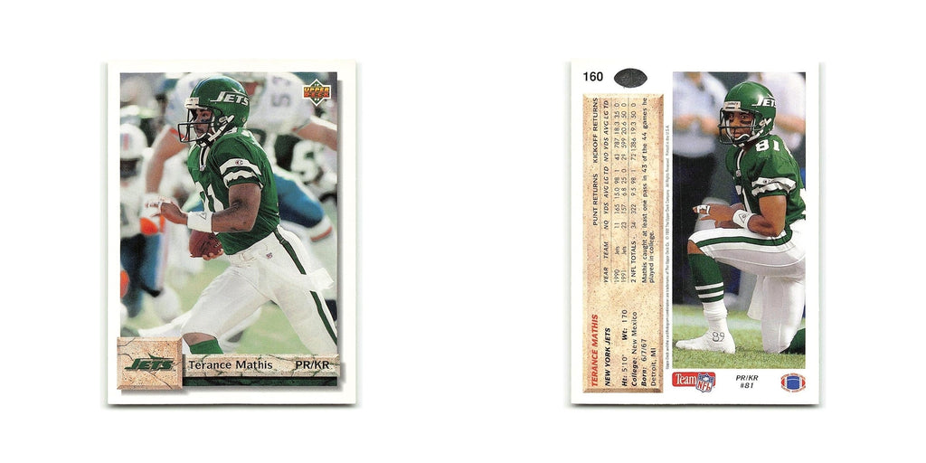Terance Mathis 1992 Upper Deck #160 New York Jets Football Card NM
