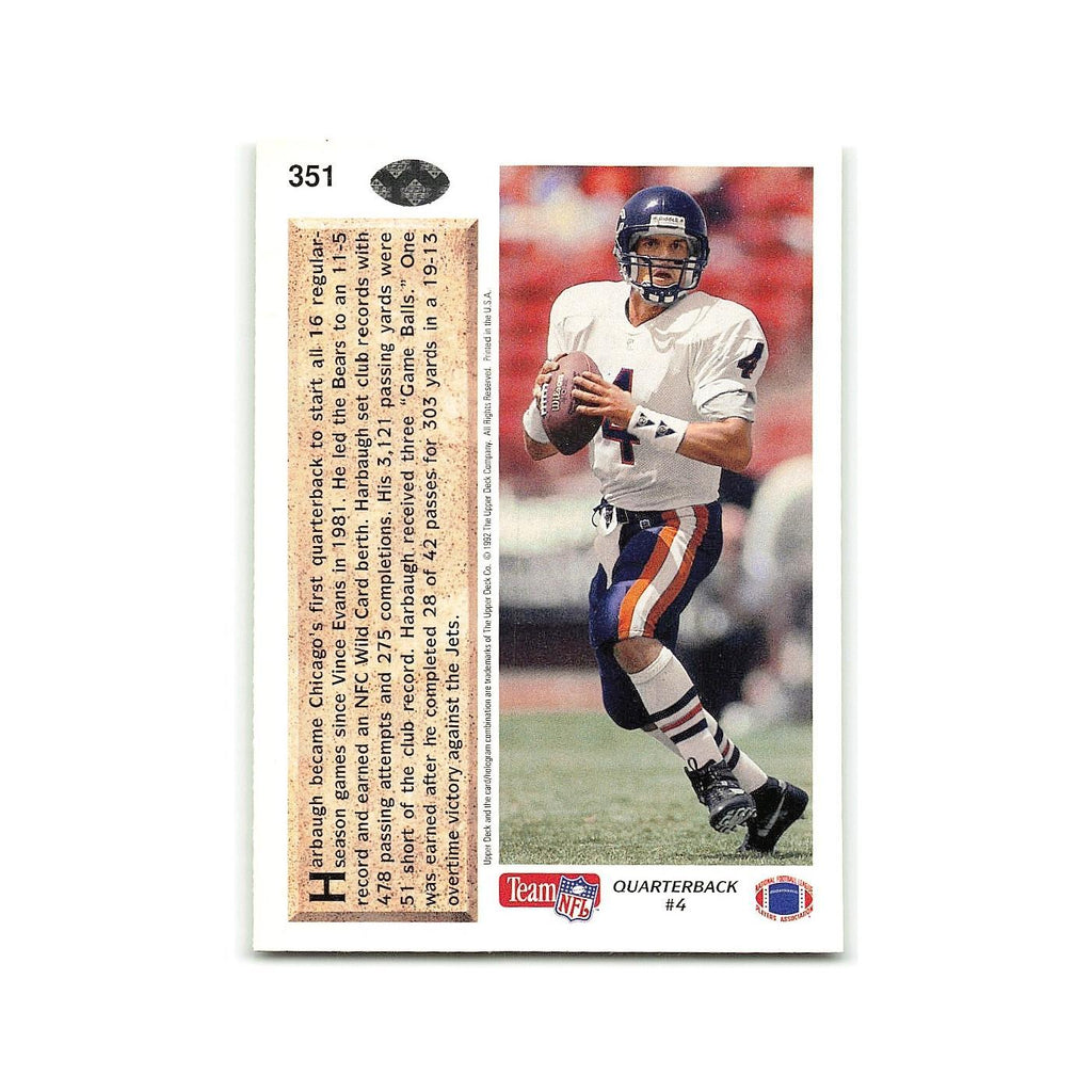Jim Harbaugh 1992 Upper Deck #351 Chicago Bears Football Card NM