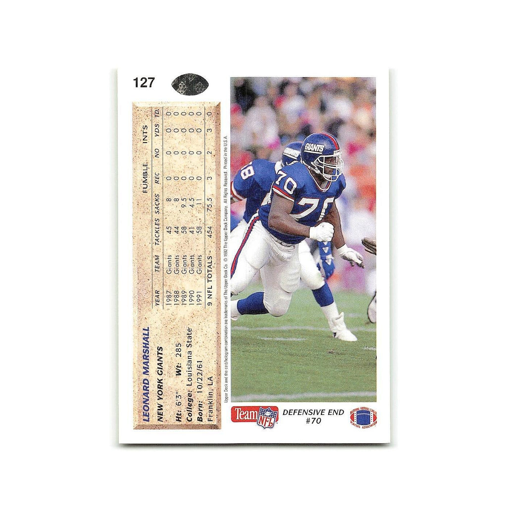Leonard Marshall 1992 Upper Deck #127 New York Giants Football Card NM