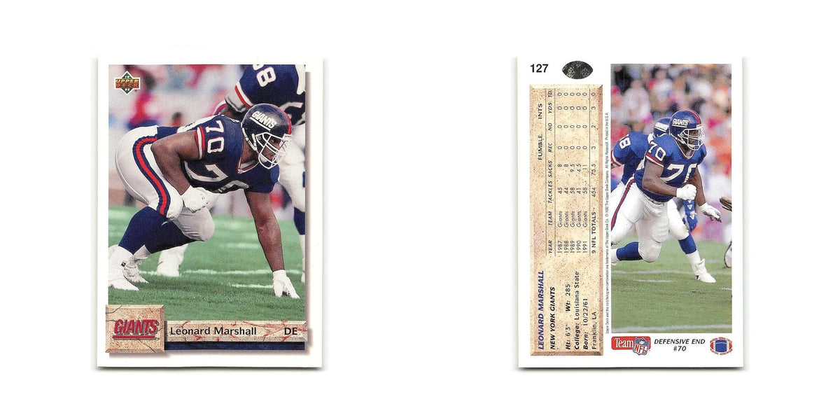 Leonard Marshall 1992 Upper Deck #127 New York Giants Football Card NM
