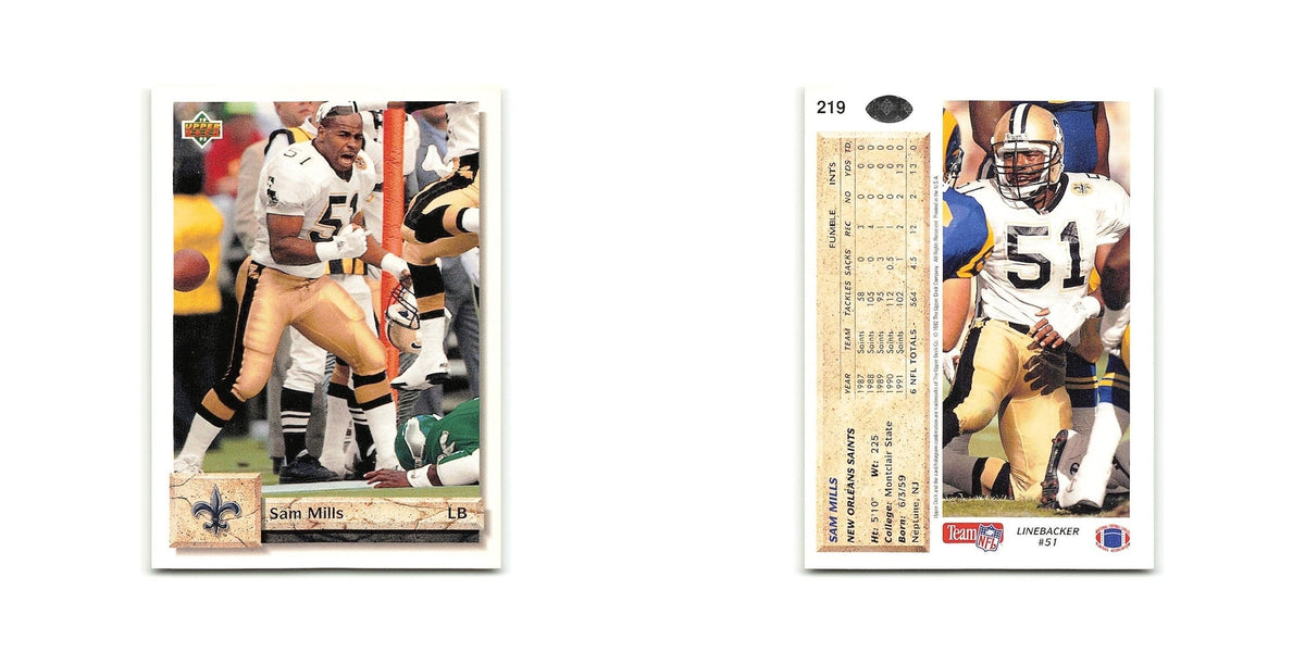 Sam Mills 1992 Upper Deck #219 New Orleans Saints Football Card NM