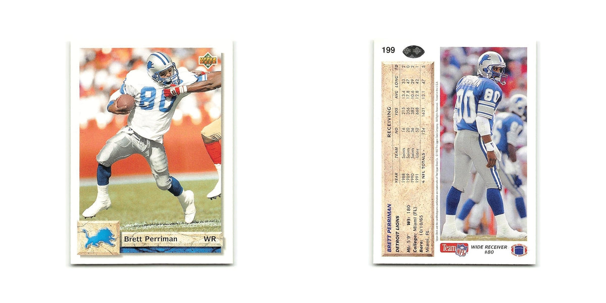 Brett Perriman 1992 Upper Deck #199 Detroit Lions Football Card NM
