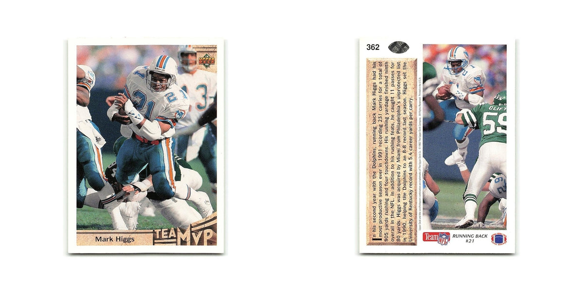 Mark Higgs 1992 Upper Deck #362 Miami Dolphins Football Card NM