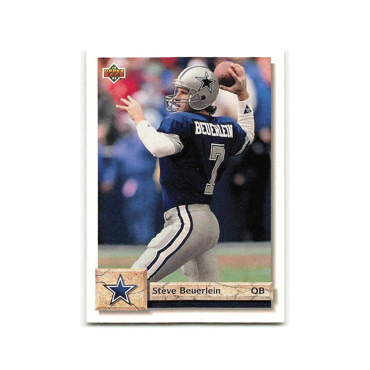 Steve Beuerlein 1992 Upper Deck #341 Dallas Cowboys Football Card NM