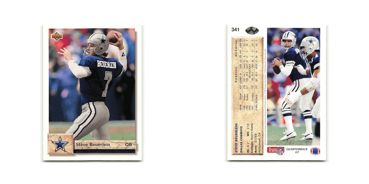 Steve Beuerlein 1992 Upper Deck #341 Dallas Cowboys Football Card NM
